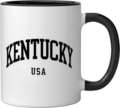 Taza cerámica souvenir estilo universidad Kentucky en negro/blanco