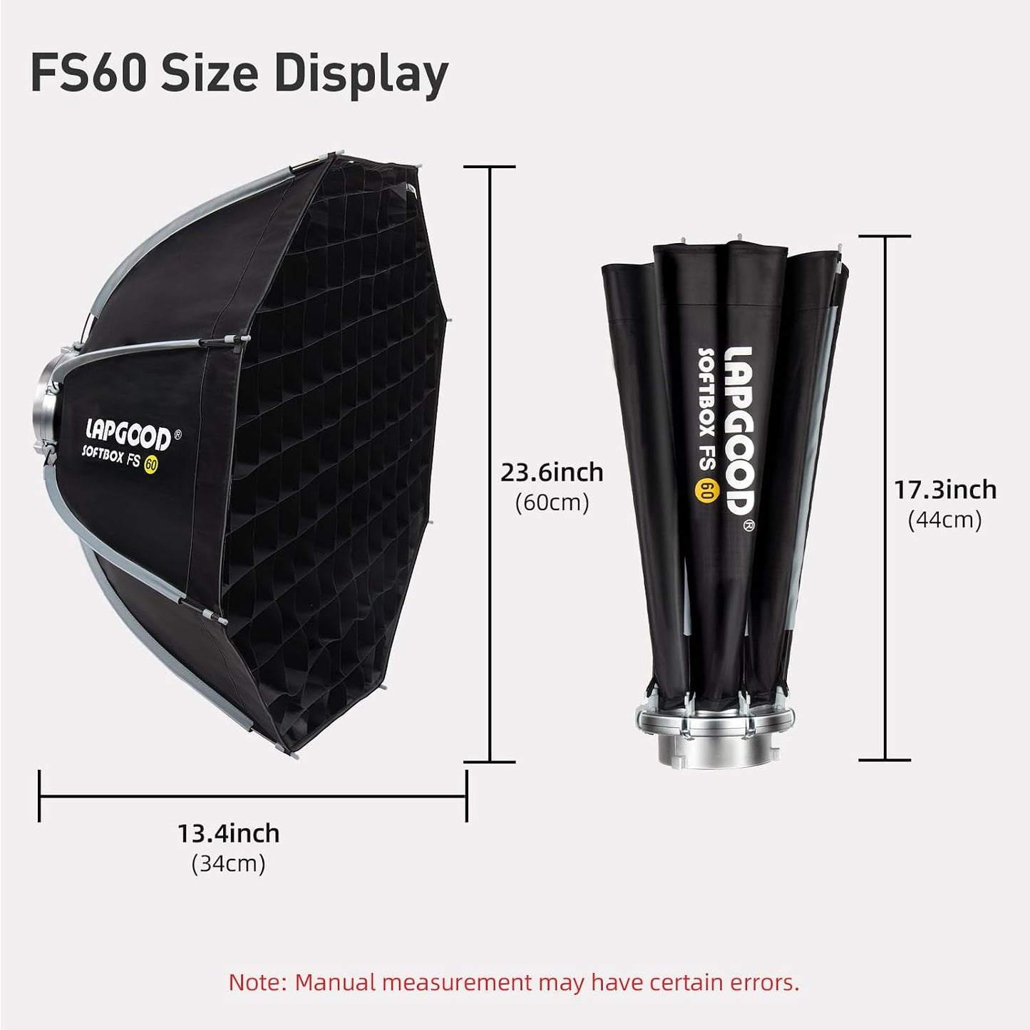 Difusor luz 60cm rejilla nido abeja soporte S montaje Bowens