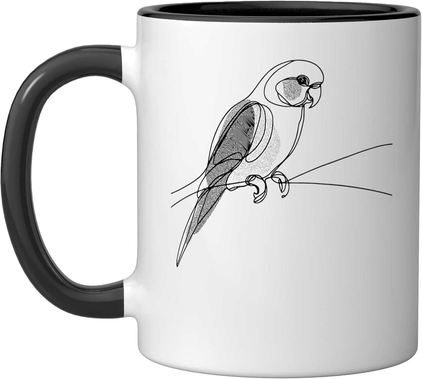 Taza Cerámica Conure Line Art Negro/Blanco