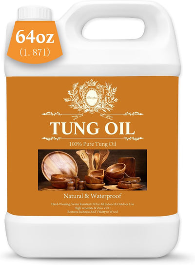 Aceite Tung 100% puro 64oz para muebles y madera grado alimenticio