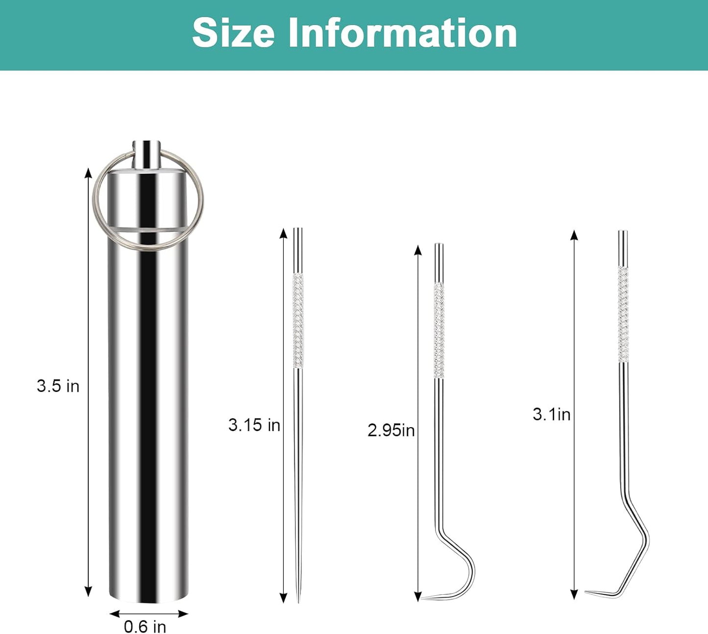 Set 2 Palillos Dientes Acero Inox Reutilizable