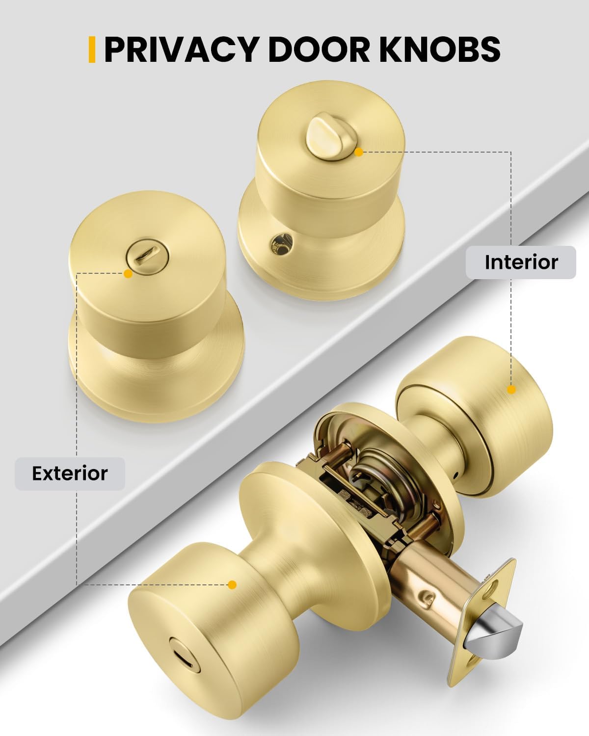 Pomos interiores dorados para puerta