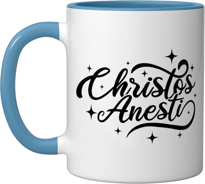 Taza cerámica tsougrisma griega para Pascua azul/blanco