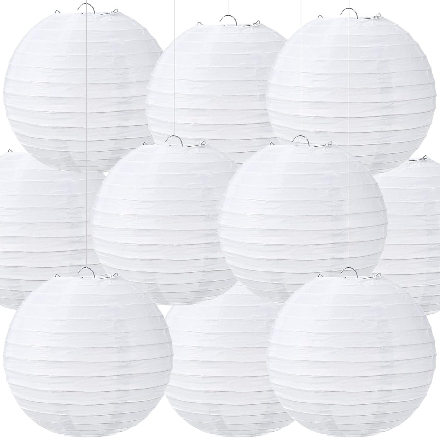 Pack 10 Faroles Papel Blanco Colgantes 14pulg Decoración Bodas