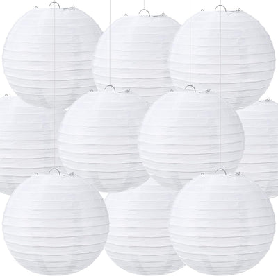 Pack 10 Faroles Papel Blanco Colgantes 14pulg Decoración Bodas