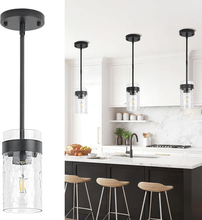 Lámparas colgantes vidrio ondulado negro ajustables cocina comedor
