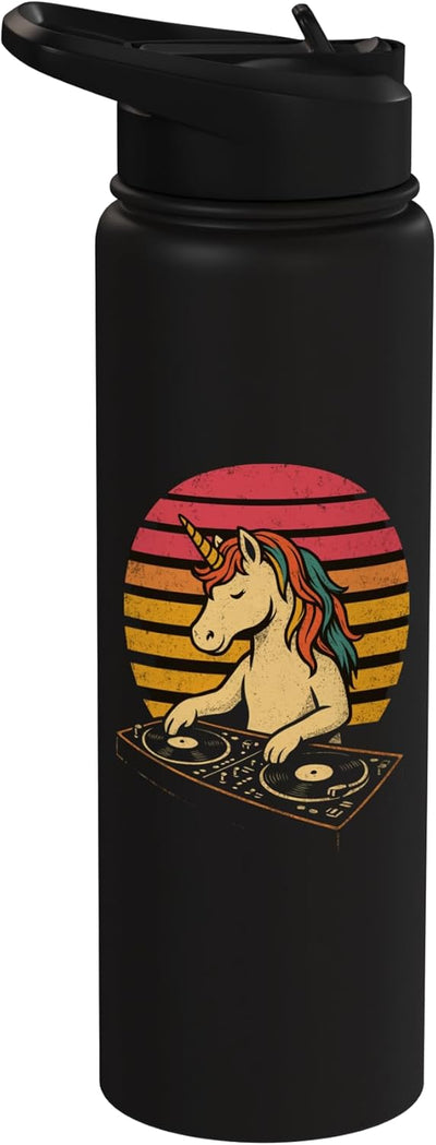 Bottella de agua aislada DJ unicorn retro stainless sin BPA