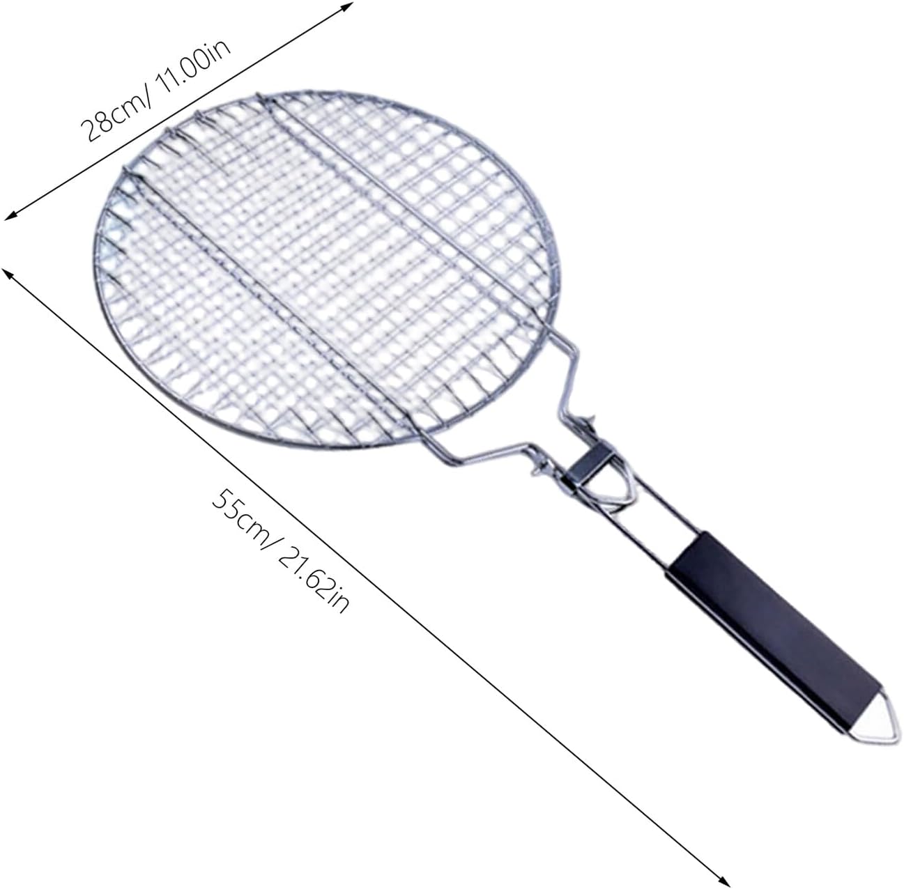 Cesta redonda parrilla acero inox plegable con clips antiadherente