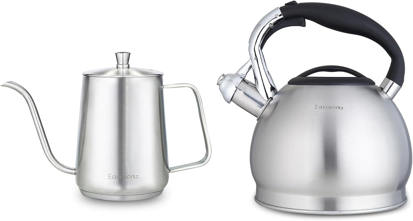 Tetera Cuello Ganso 30oz y Tetera Silbante