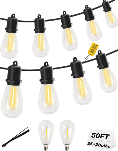 Tira luces LED 50ft 252 bombillas Edison para patio y pérgola
