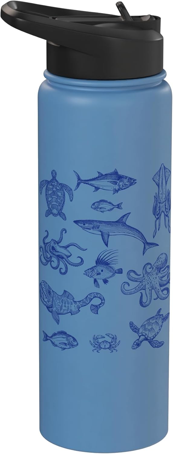 Botella agua acero inox aislada vintage marino