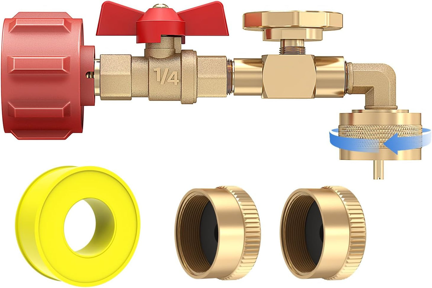 Adaptador codo propano QCC1 1-20lb con medidor y válvula