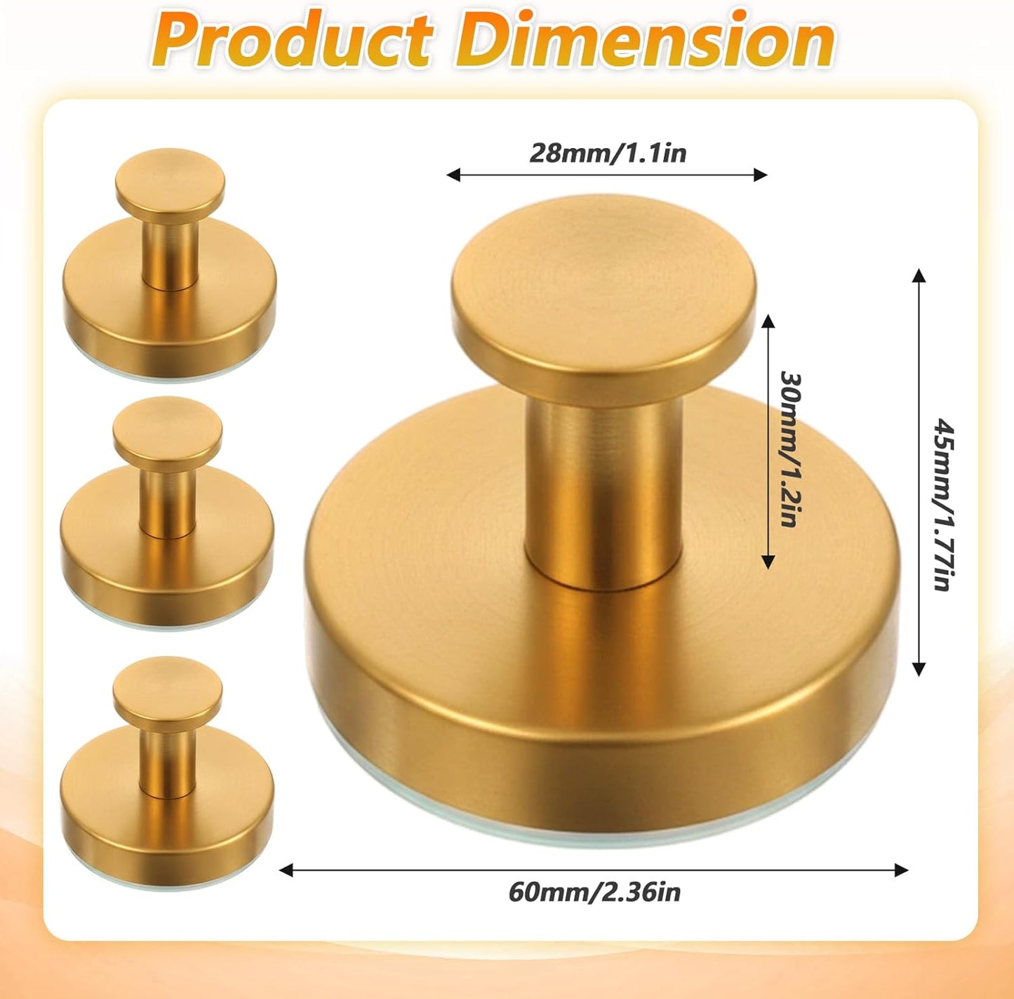 6 Ganchos Dorados Ventosa Acero Inox Impermeables Baño Cocina