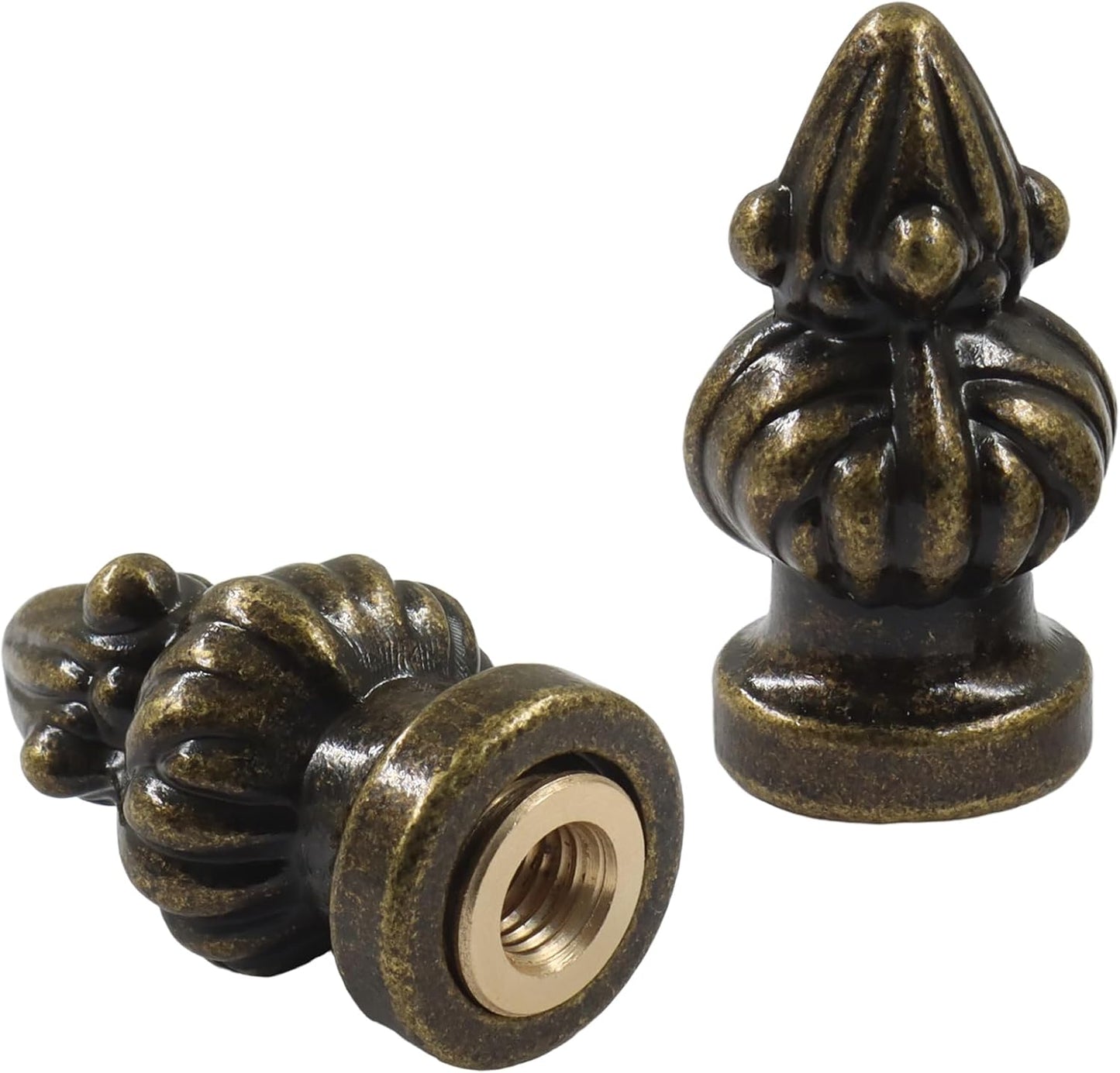2 Pzas Pomos Tapa Lámpara Bronce Antiguo Doble Rosca