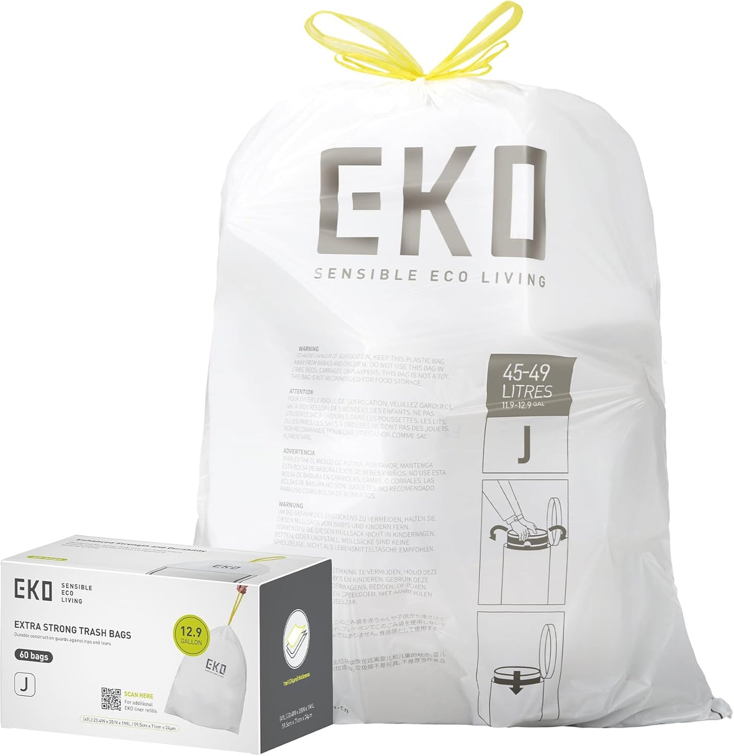 Bolsas basura EKO 12.9gal 60uds sin perfume resistente