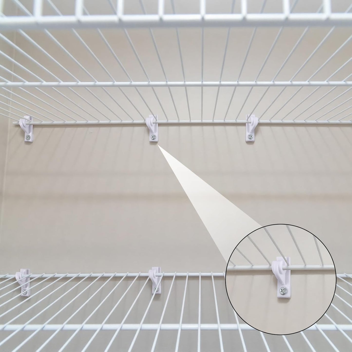 Clips poste ajustables plástico blanco para estantería ventilada