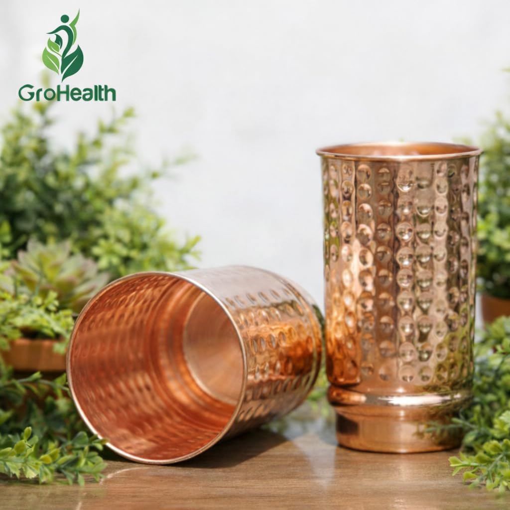 Set 2 Vasos Cobre Martillado Ayurvédico 11.8oz