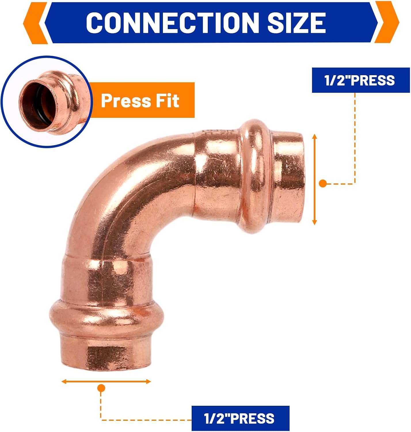Codo cobre 90 grados 1/2x1/2 comp ProPress pack 2