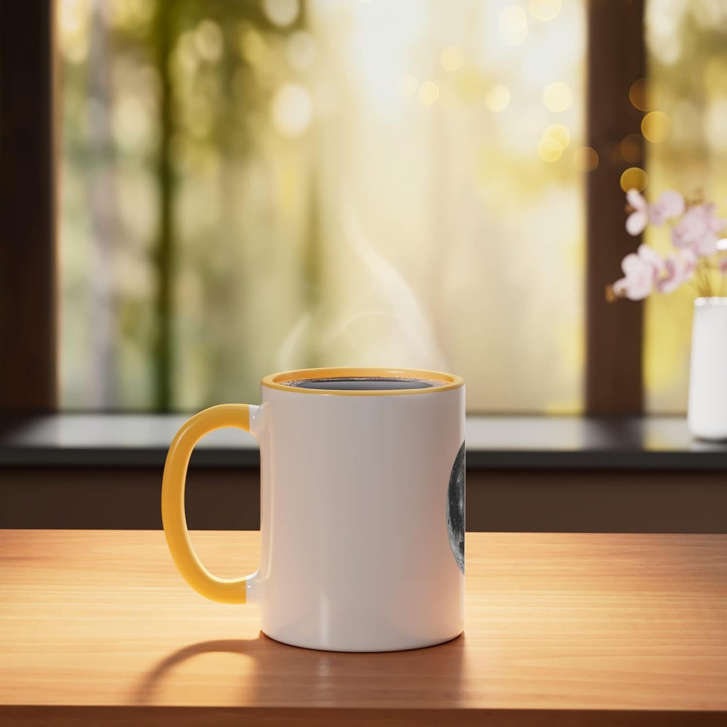 Taza Cerámica Ciencia Espacial Luna Llena Amarillo Blanco