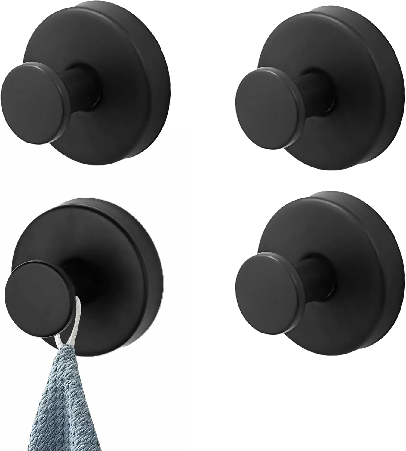 4 Ganchos Ducha Ventosa para Colgar Coronas Puerta Negro