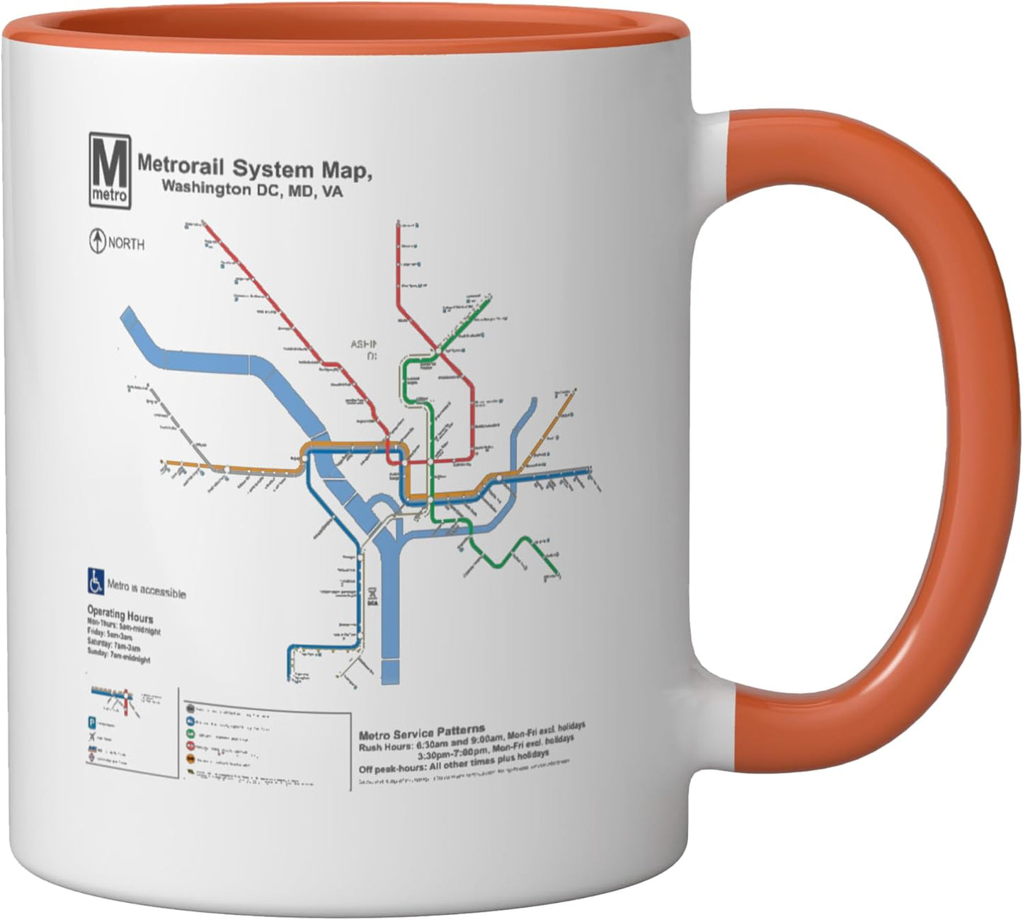 Taza cerámica Metro Map Washington DC naranja/blanca