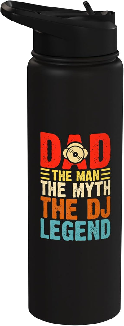 Botella de agua acero inoxidable aislada Dad The Man The Myth The DJ Legend