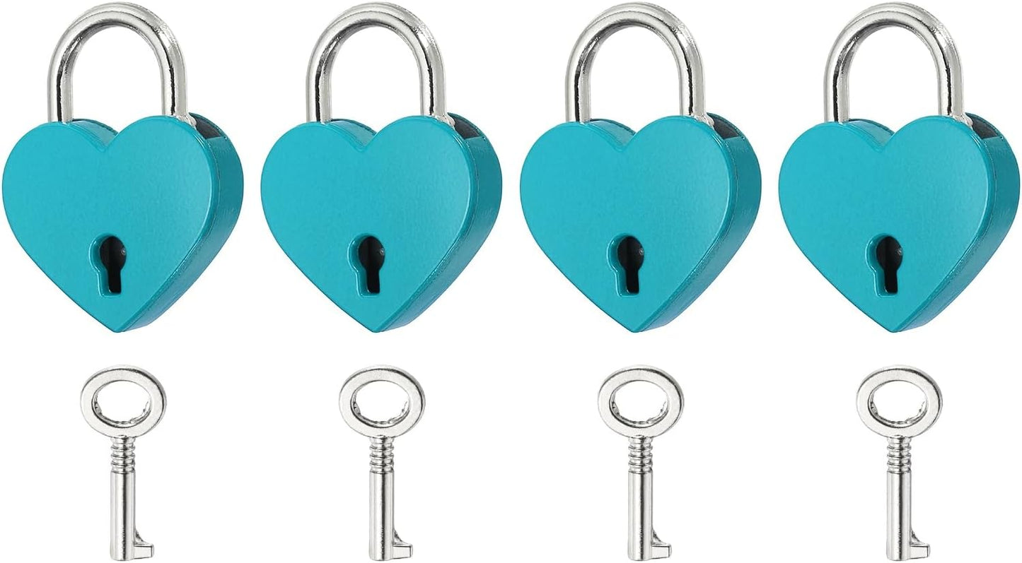 Candado corazón metal 1.2x1.5pulg azul 4 Uds