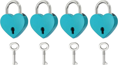 Candado corazón metal 1.2x1.5pulg azul 4 Uds