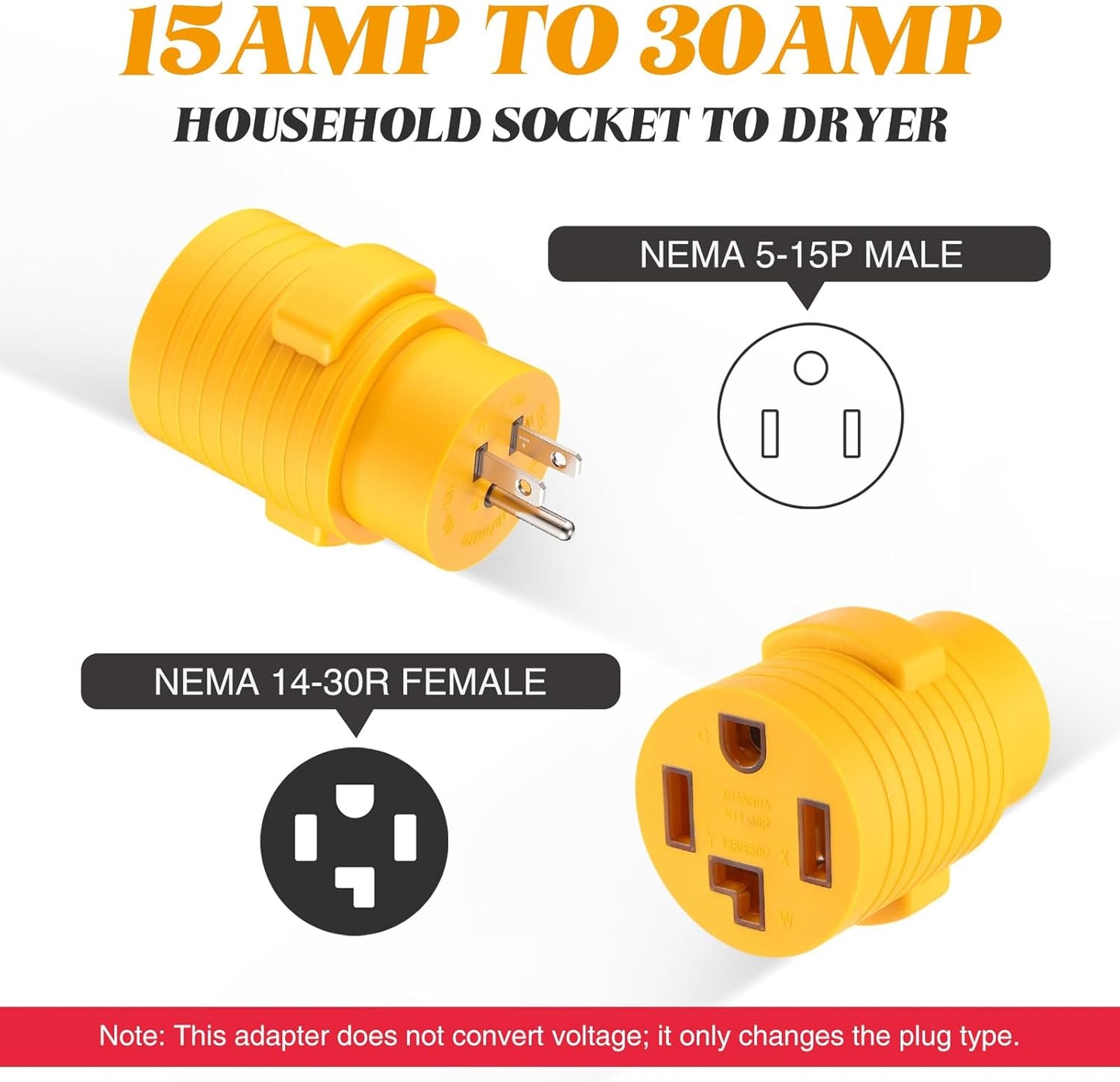 Adaptador NEMA 5-15P a 14-30R 15A 120V