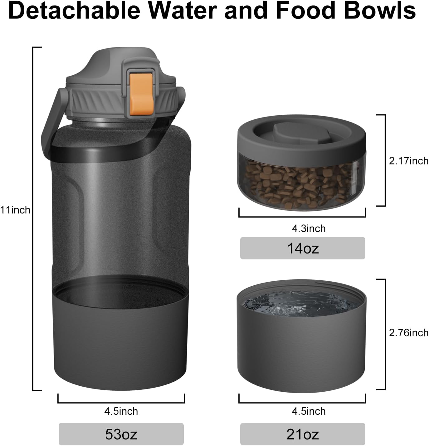 Botella agua perros 53oz con cuenco y dispensador 3en1