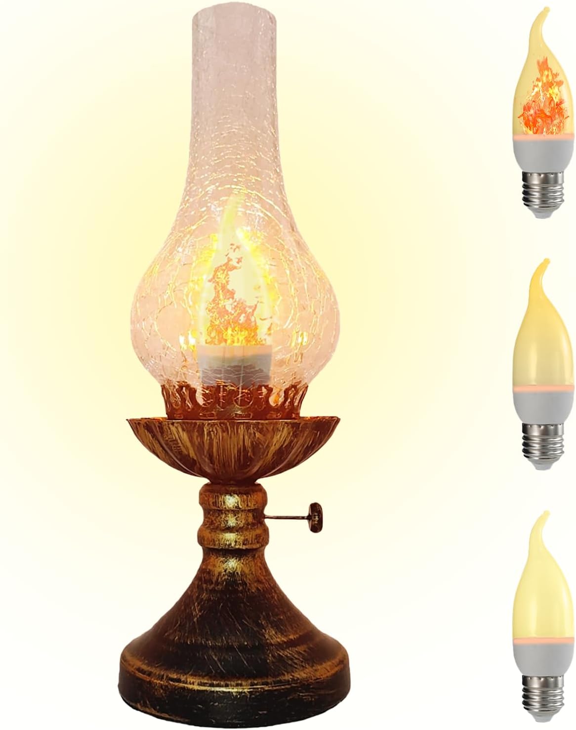 Lámpara mesa vintage 3 modos pantalla cristal agrietado
