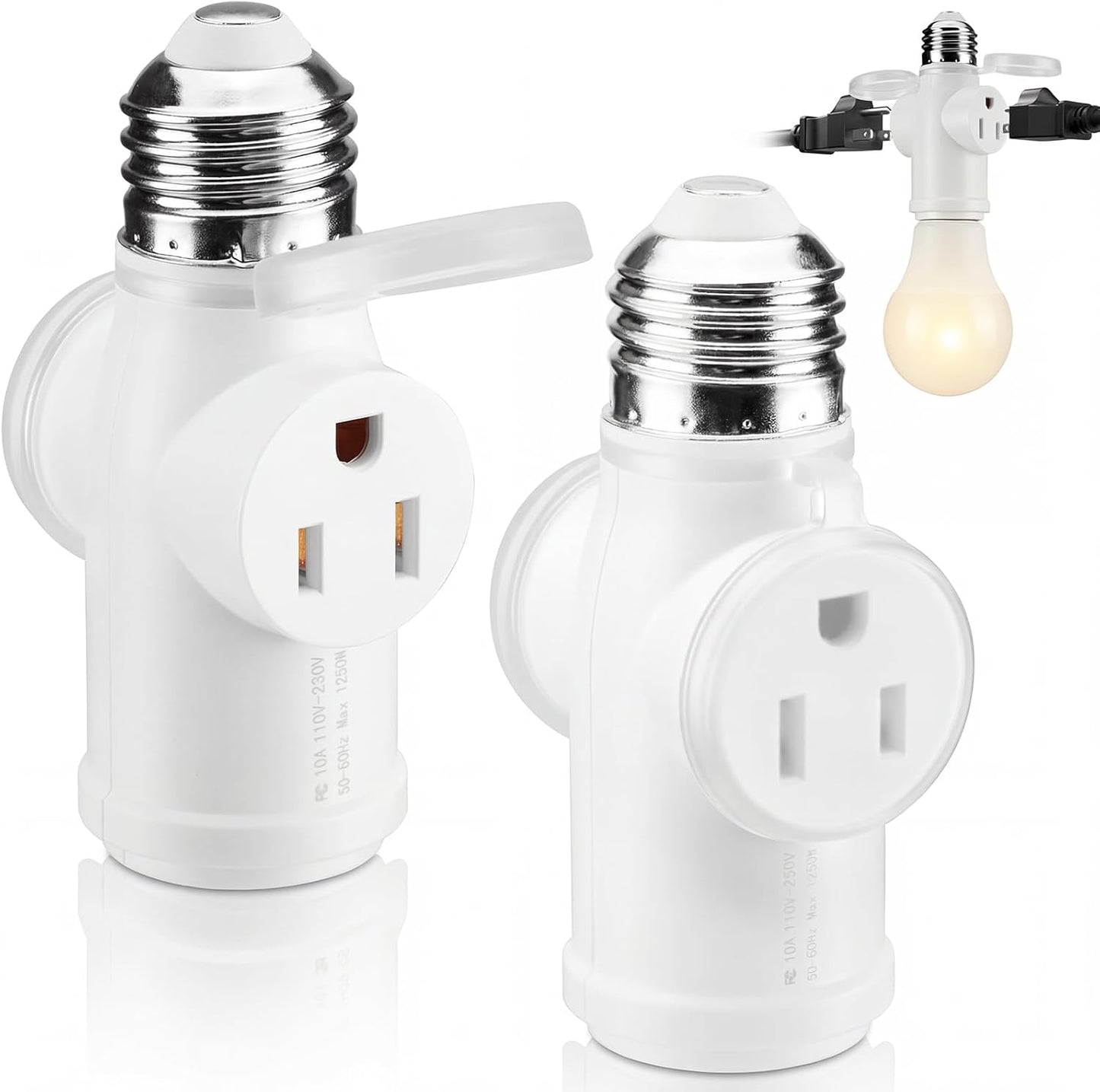 Pack 2 adaptadores corriente E26 soporte atornillable blanco