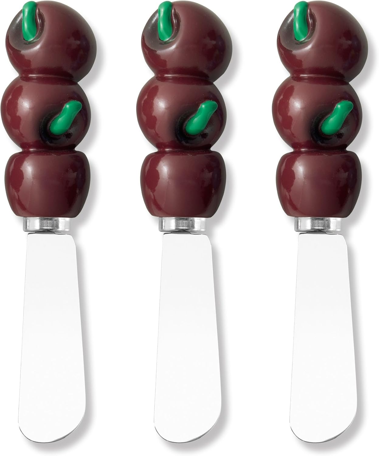 Set 3 Espátulas Acero Inox Manilla Rojo Burdeos