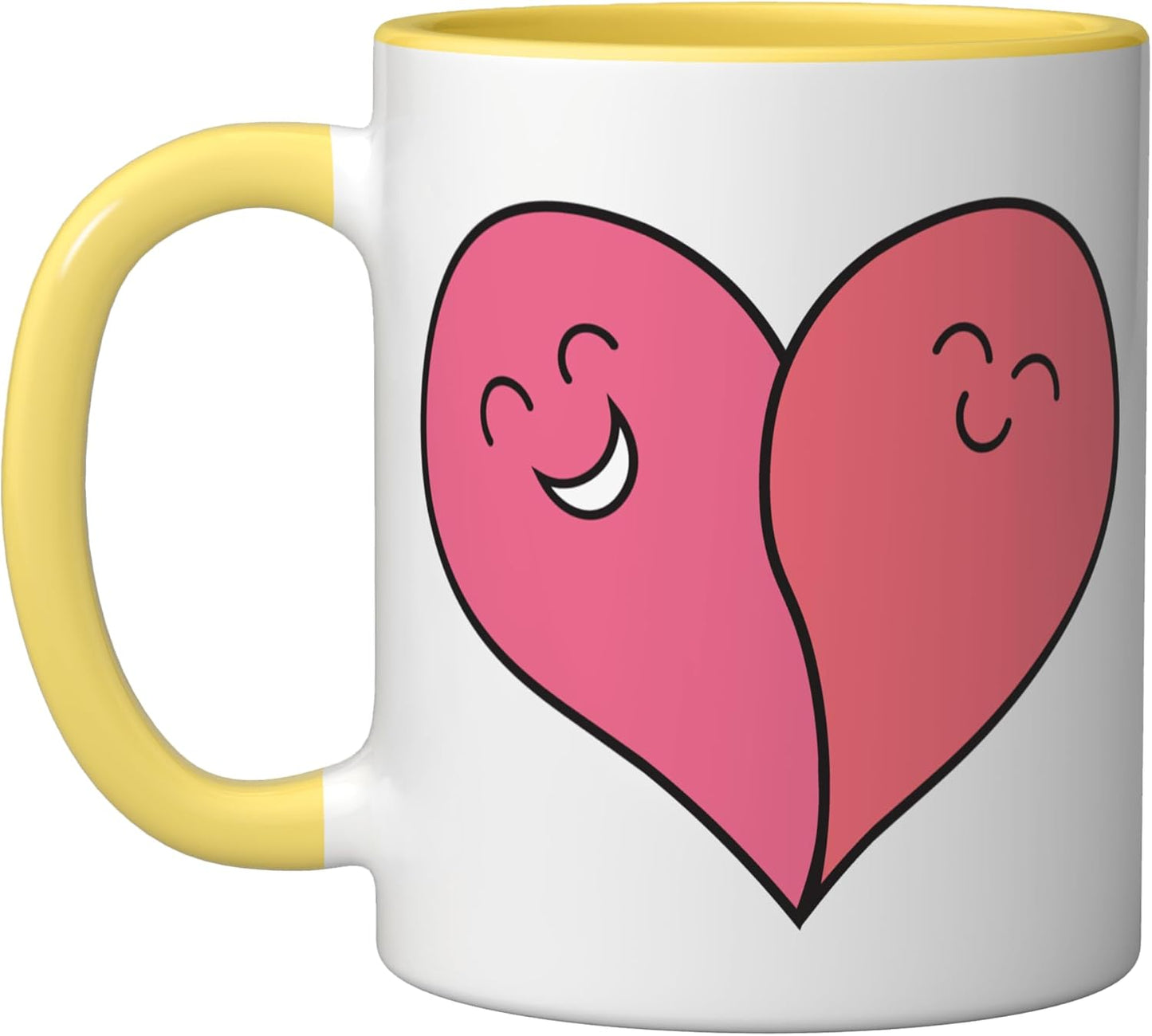 Taza Cerámica Happy Hearts Amarillo/Blanco