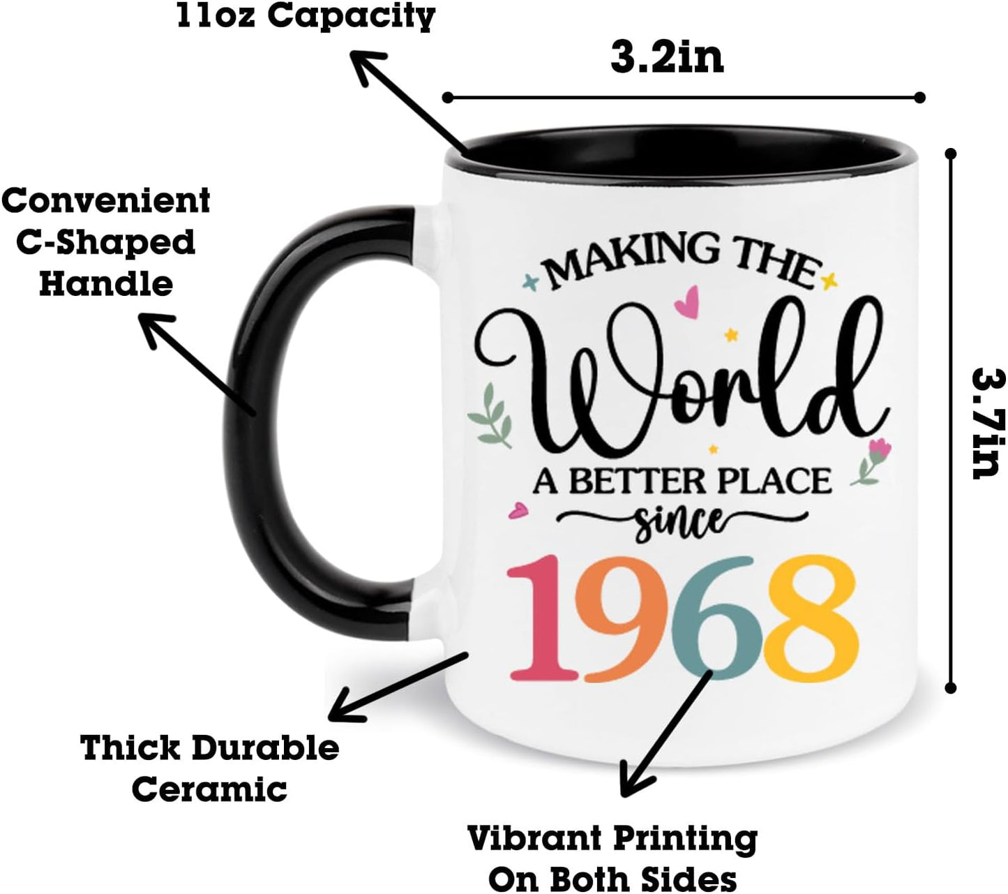 Taza café cumpleaños 58 años mujer negra y blanca 11oz