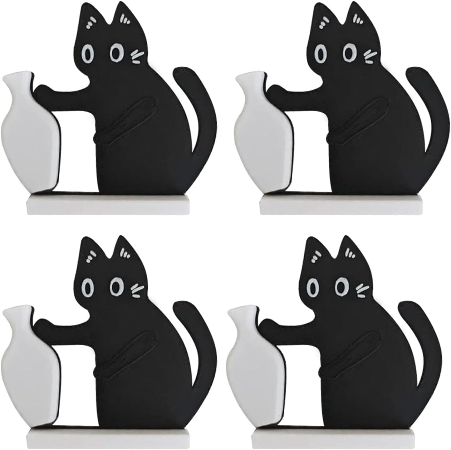 4 Soportes Bigotes Gato Acrílico Imanes Negro