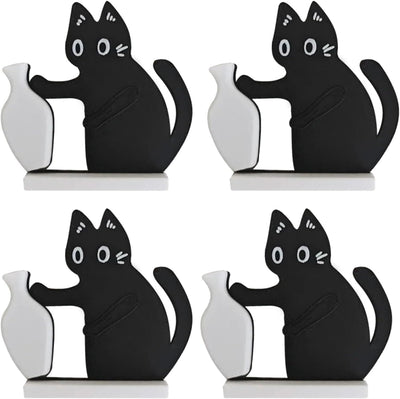 4 Soportes Bigotes Gato Acrílico Imanes Negro