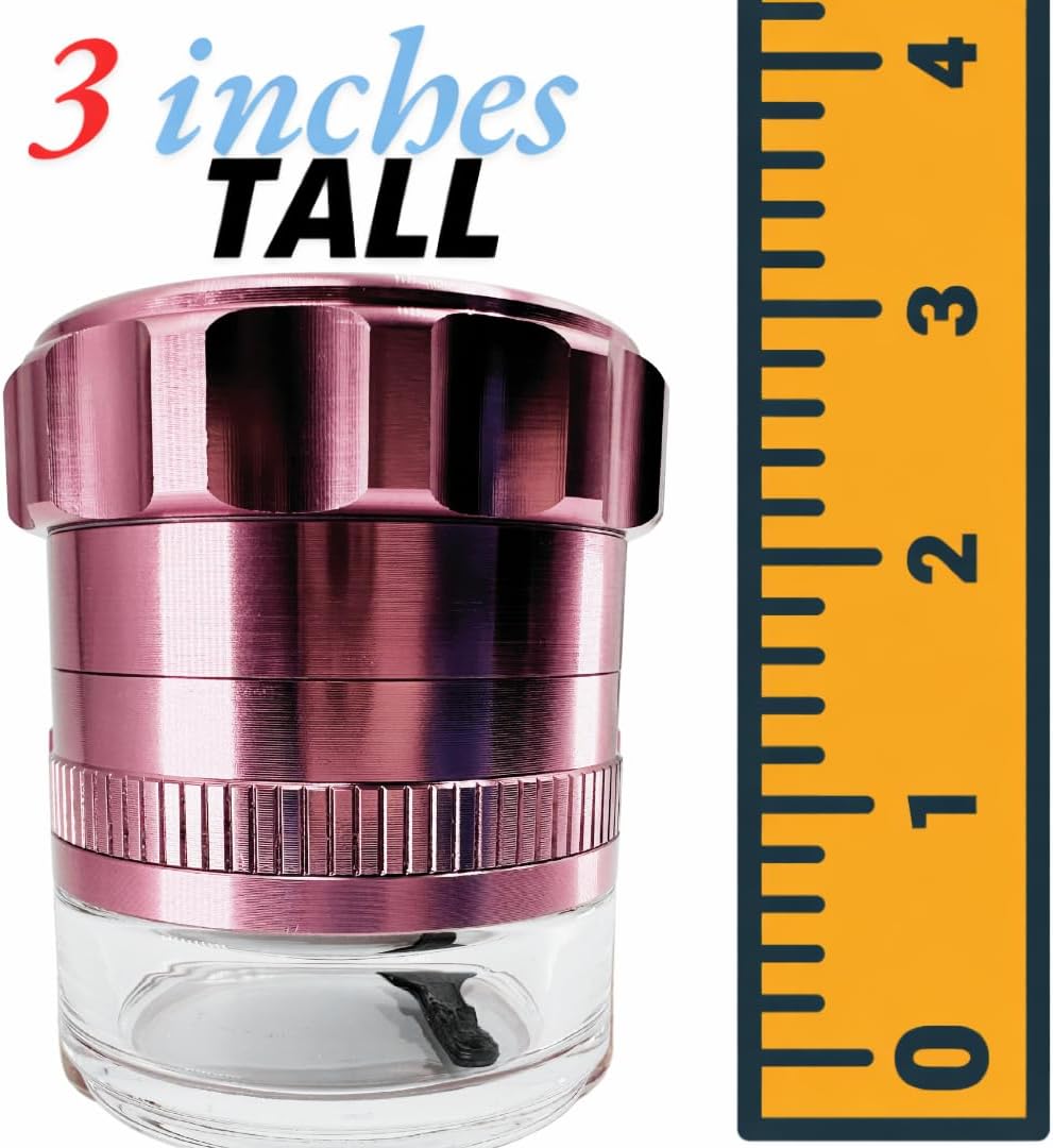 Molinillo hierbas 2.5pulg con tarro aluminio anodizado rosa