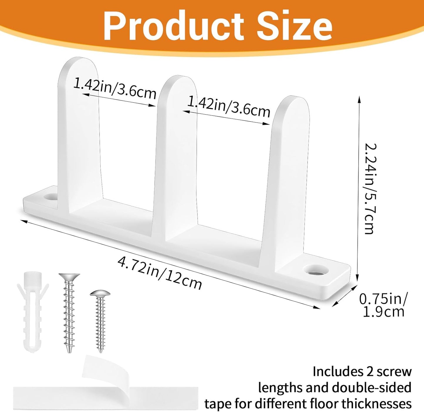 4 Guías suelo puerta corrediza armario PVC blanco 1-3/8pulg
