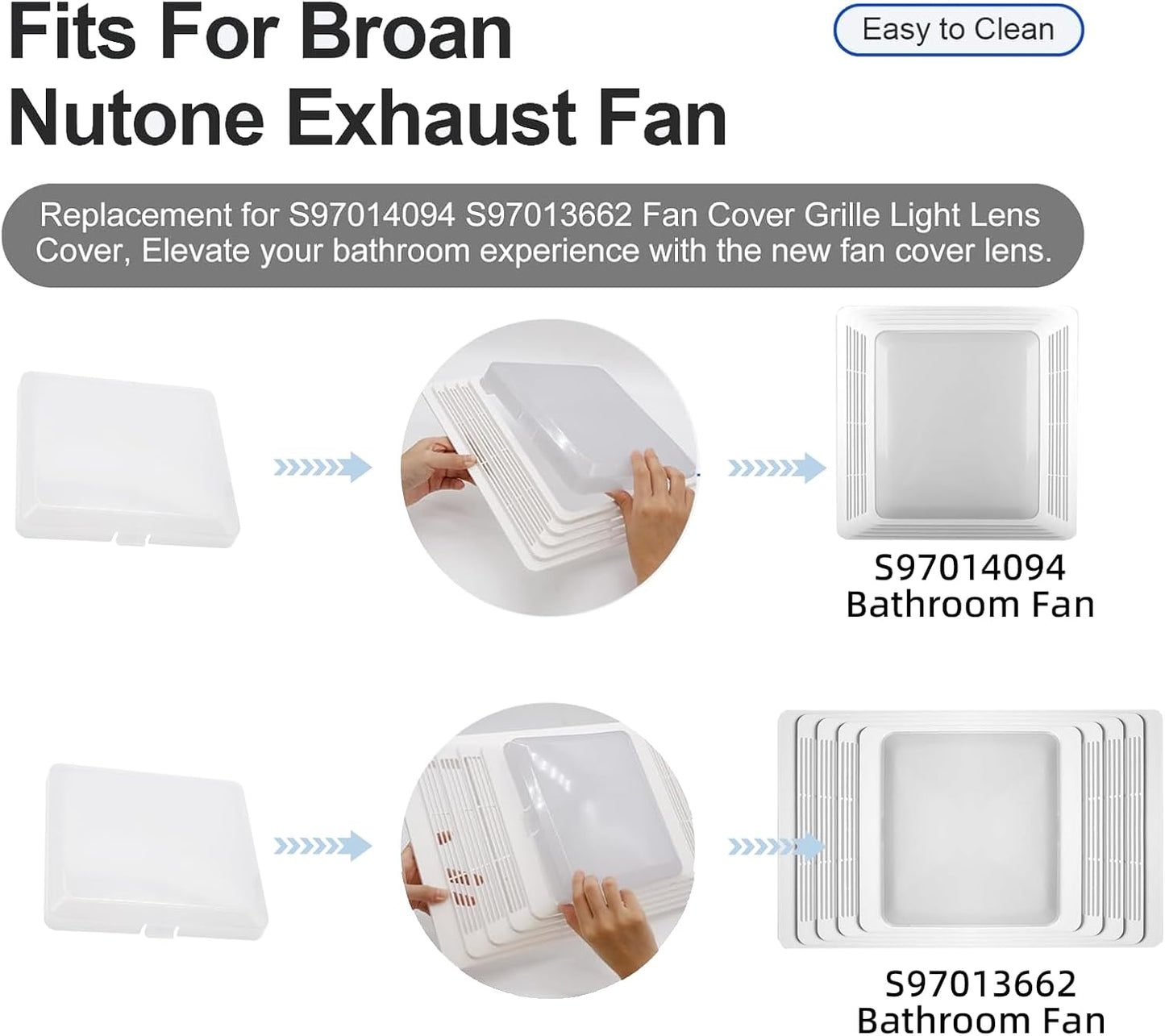 Cubierta luz ventilador baño modelos Broan NutoneHD50L HD80L