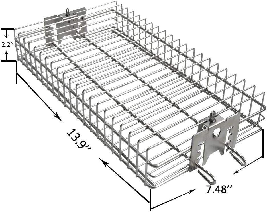 Cesta BBQ acero inox plana para asador rotatorio comp 1/2 3/8 5/16