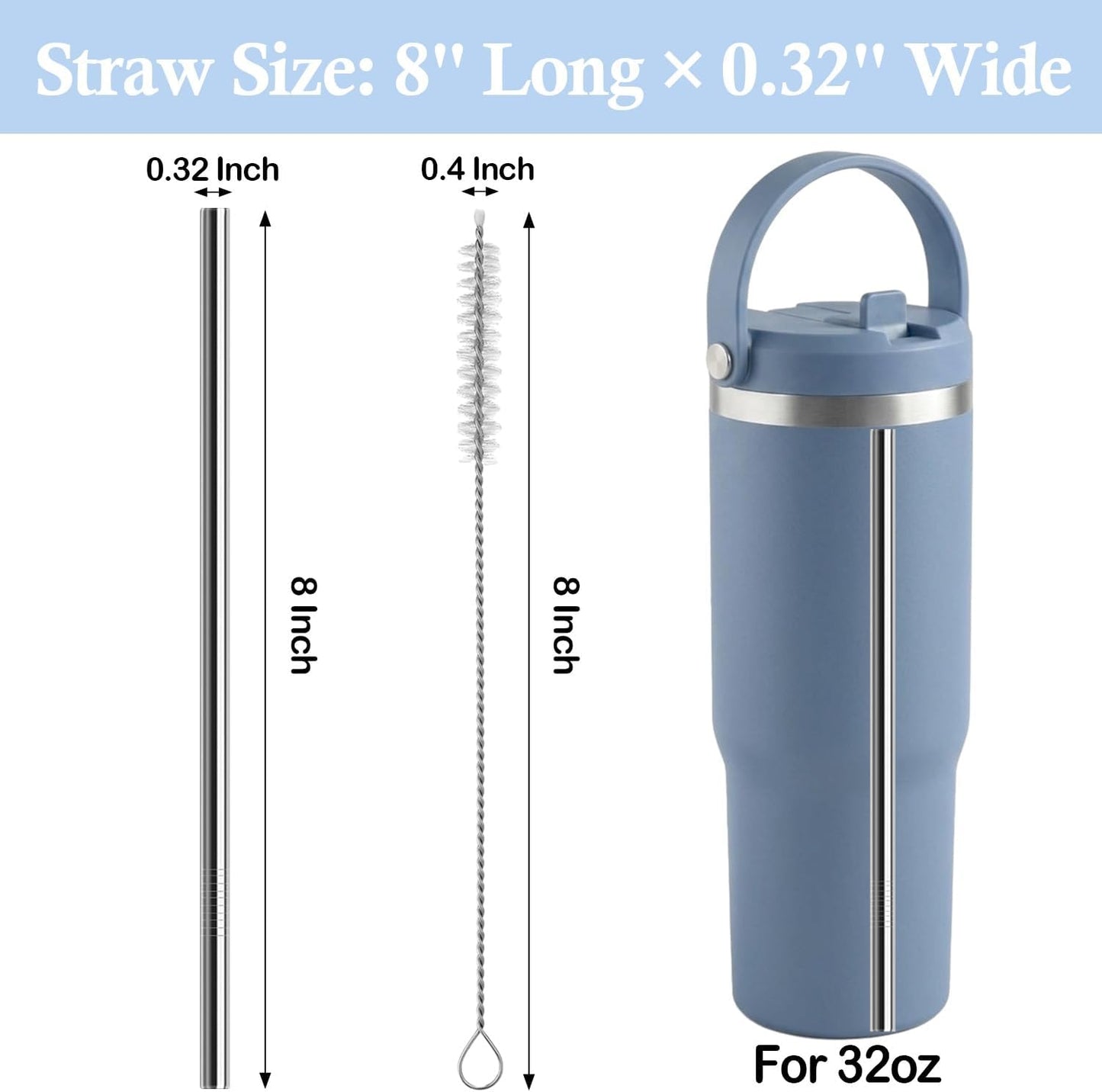 Pajitas acero inox comp Hydrapeak Nomad 8pulg con cepillo