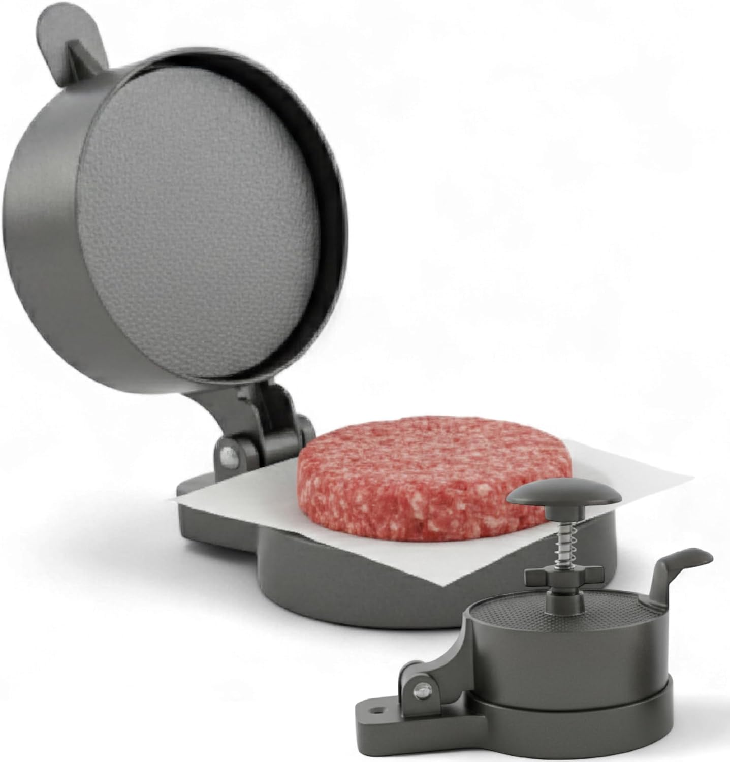 Prensa hamburguesas aluminio fundido expulsora resorte