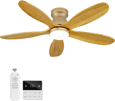 Ventilador techo madera 5 aspas 42pulg con luz control remoto