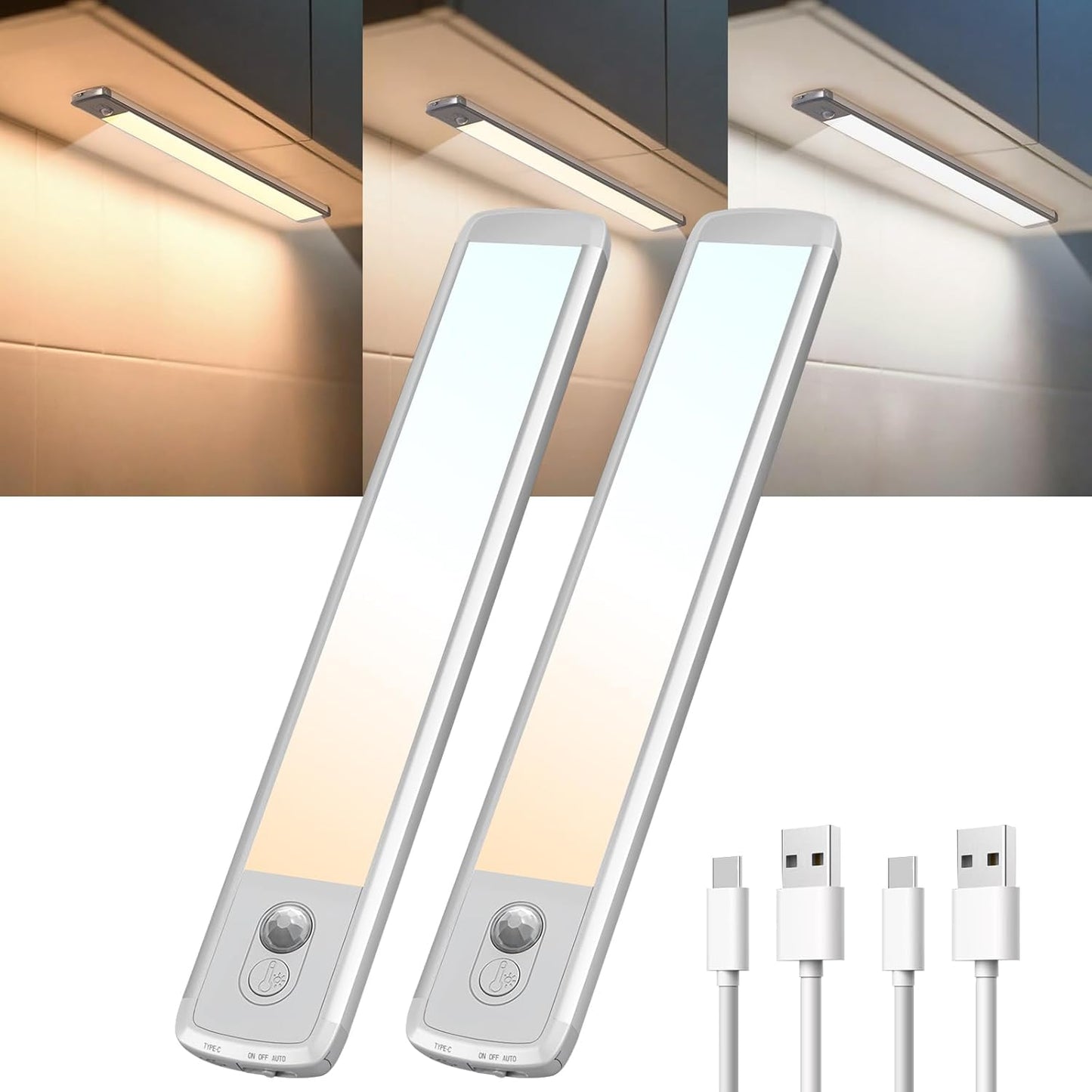 Luz gabinete inalámbrica sensor movimiento 8.3pulg 2 Pzas