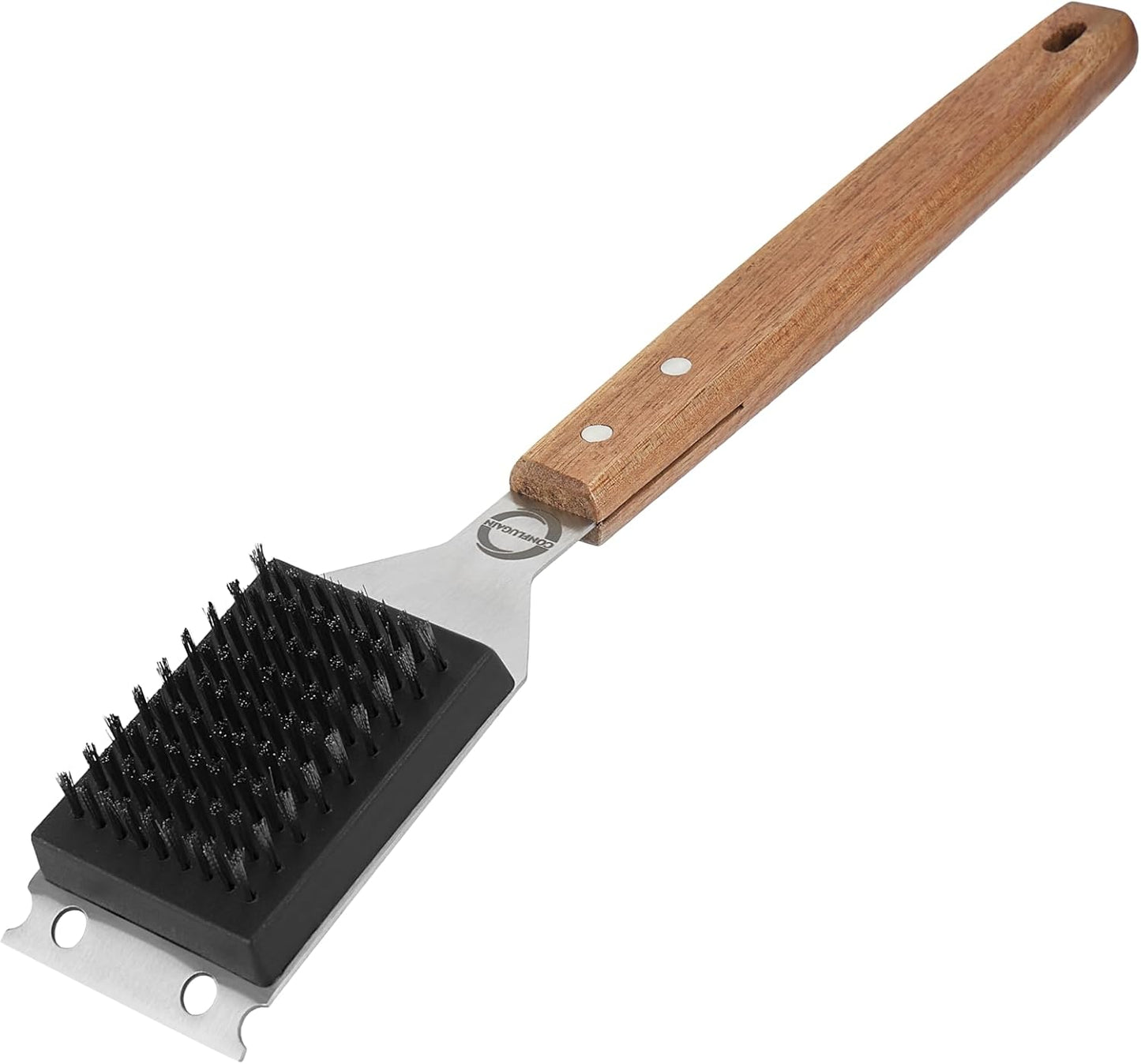 Cepillo parrilla acero inox reemplazable mango madera