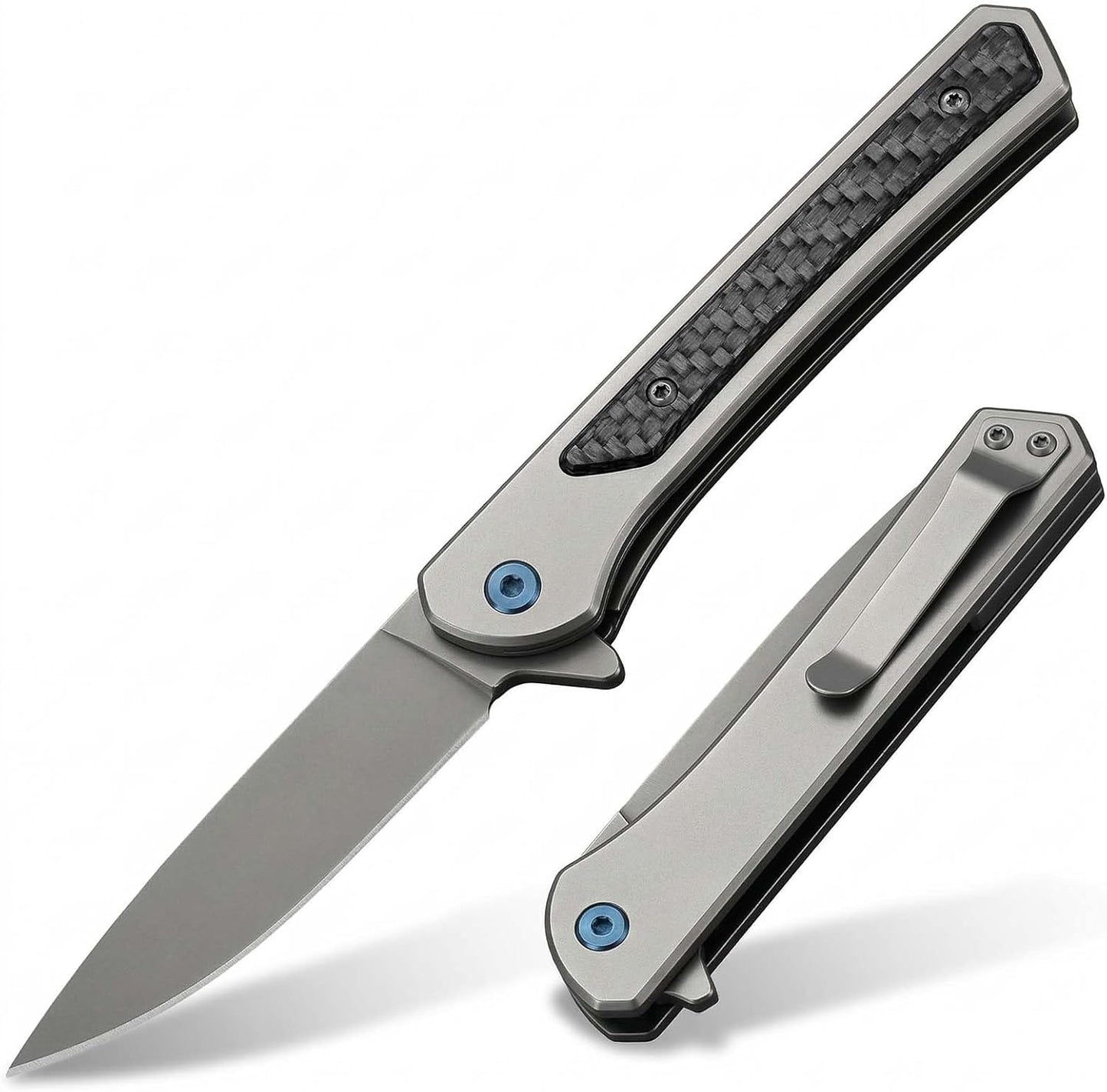 Cuchillo plegable acero inox 3.2pulg con clip EDC
