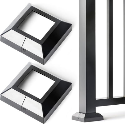 Pack 2 Cubiertas Aluminio Base Poste 2.5pulg Faldas Divididas Negro