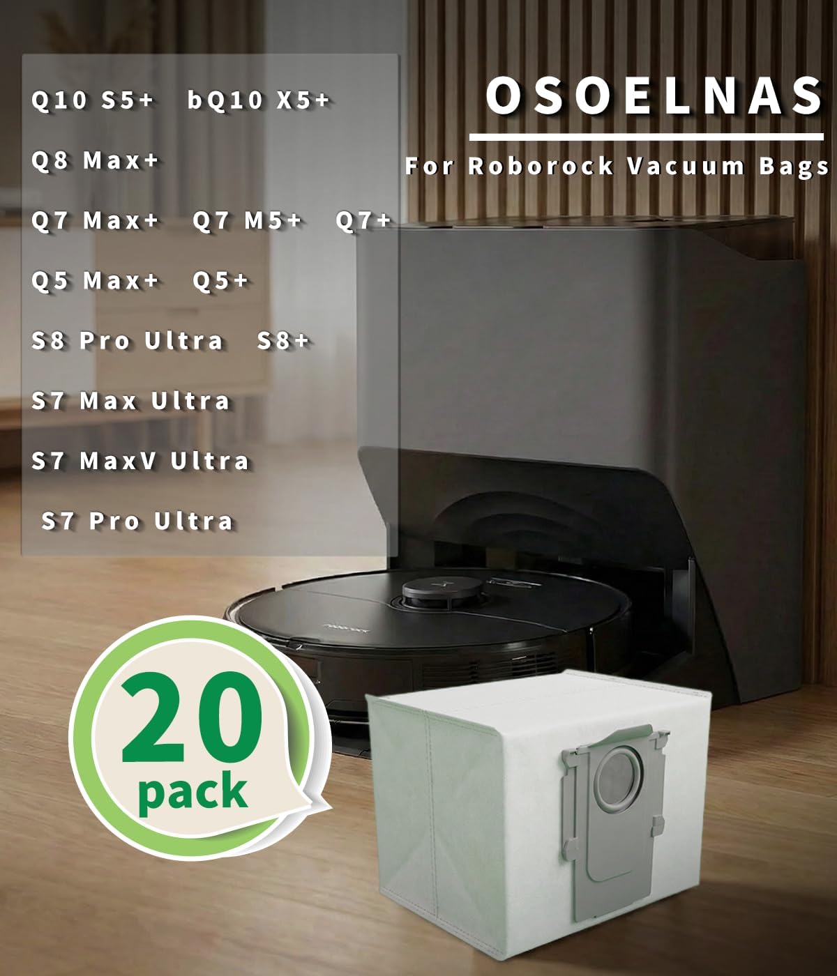 Bolsas vacío Roborock Q10 Q8 Max Q7 Q5 20 Pzas