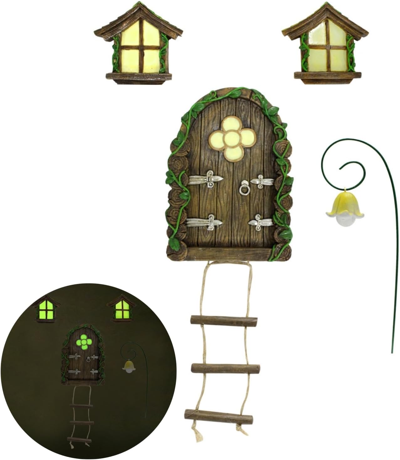 Gnomo hada encantada brilla oscuridad 4 pzas decoración tronco